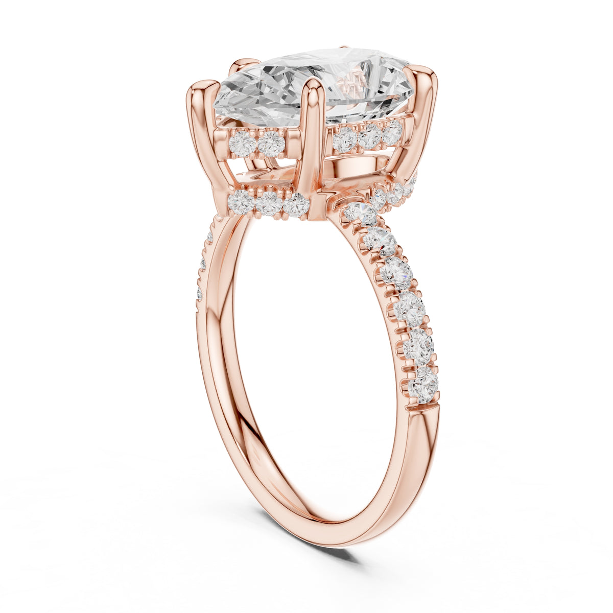 4.00 ct Zenith Pavé Engagement Ring 4ct Rose Gold Pear