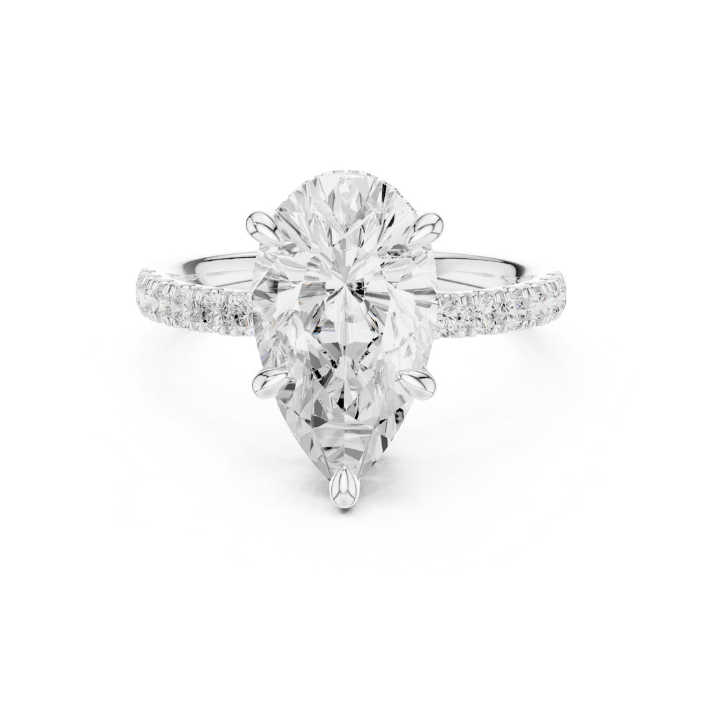 4.00 ct Zenith Pavé Engagement Ring 4ct White Gold Pear