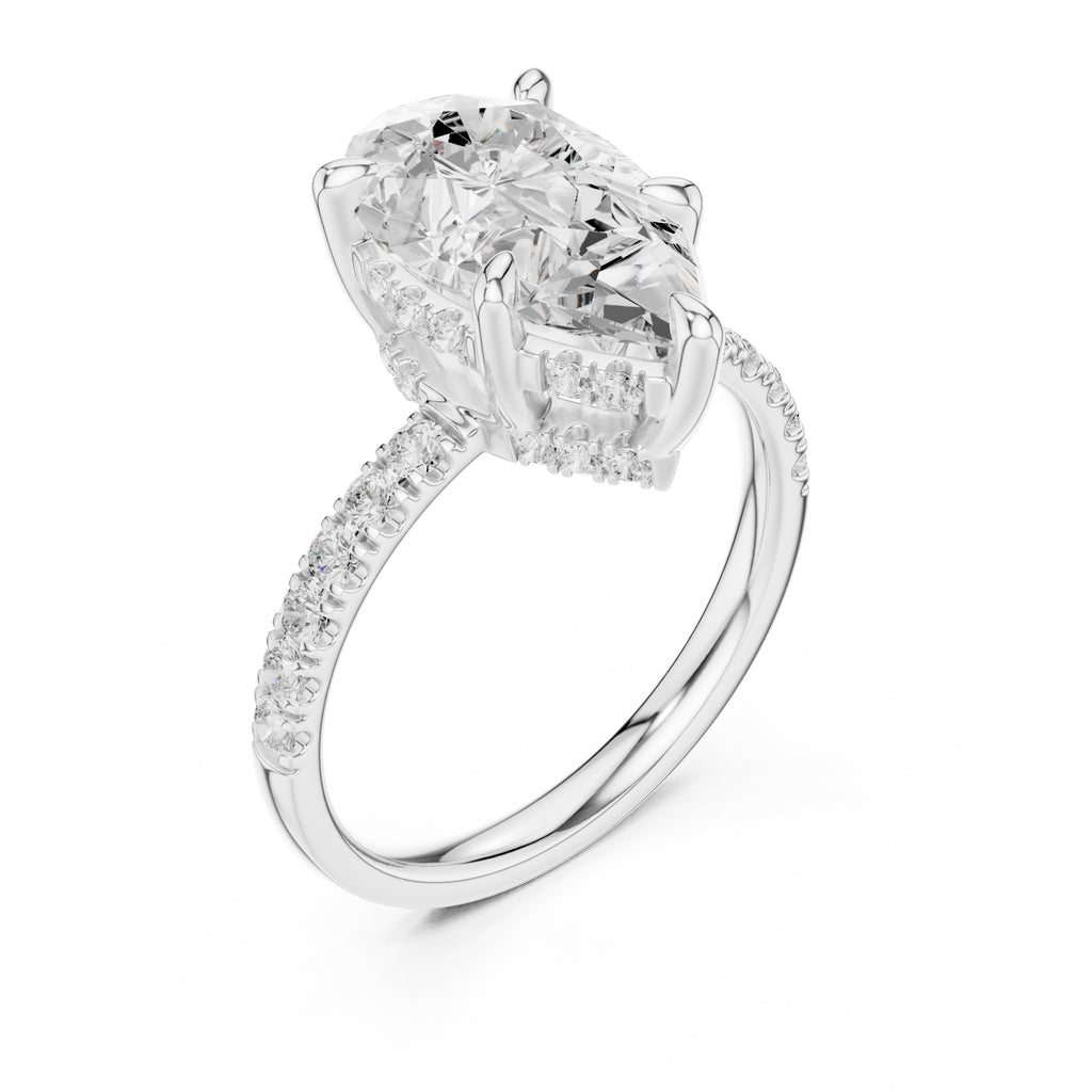 4.00 ct Zenith Pavé Engagement Ring 4ct White Gold Pear