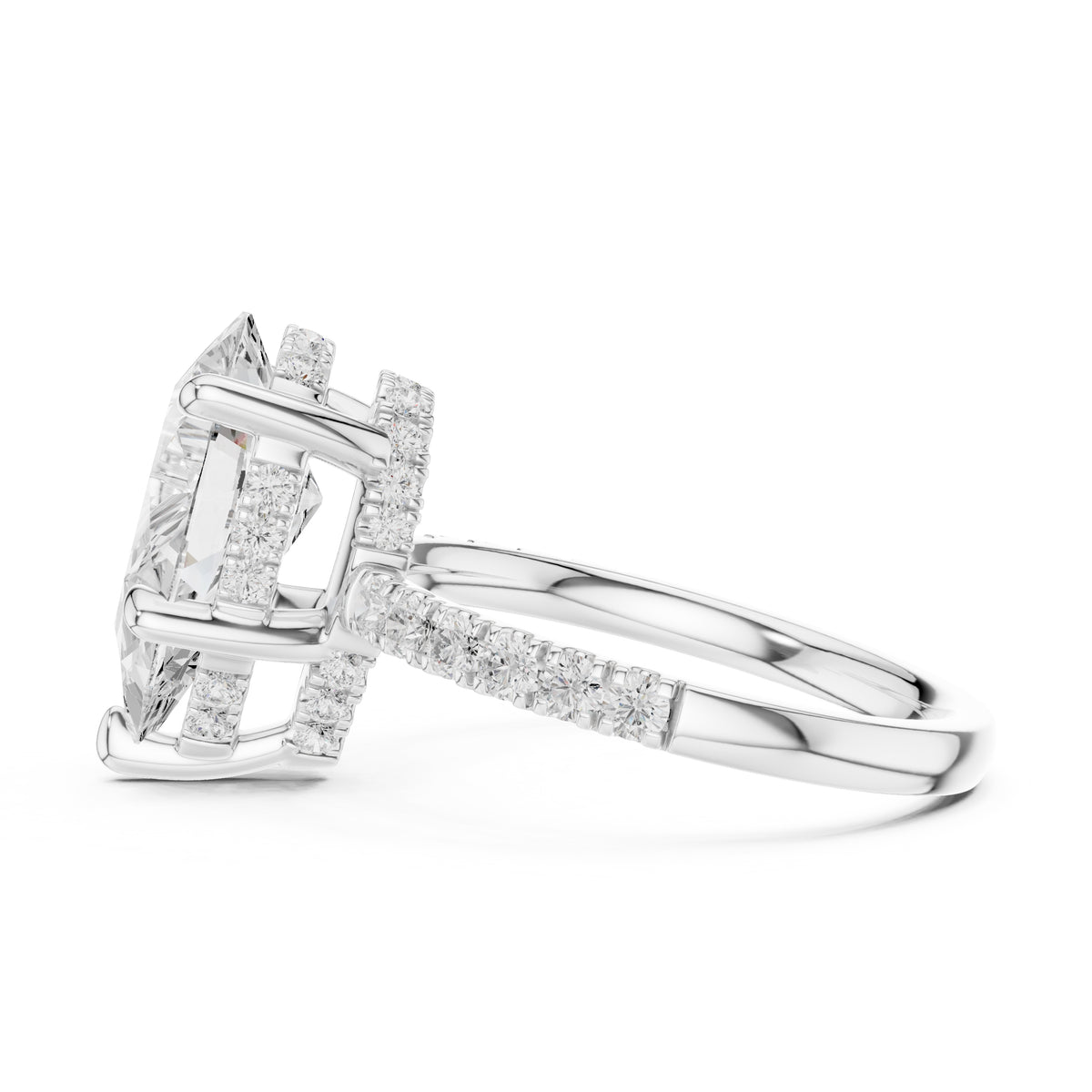 4.00 ct Zenith Pavé Engagement Ring 4ct White Gold Pear