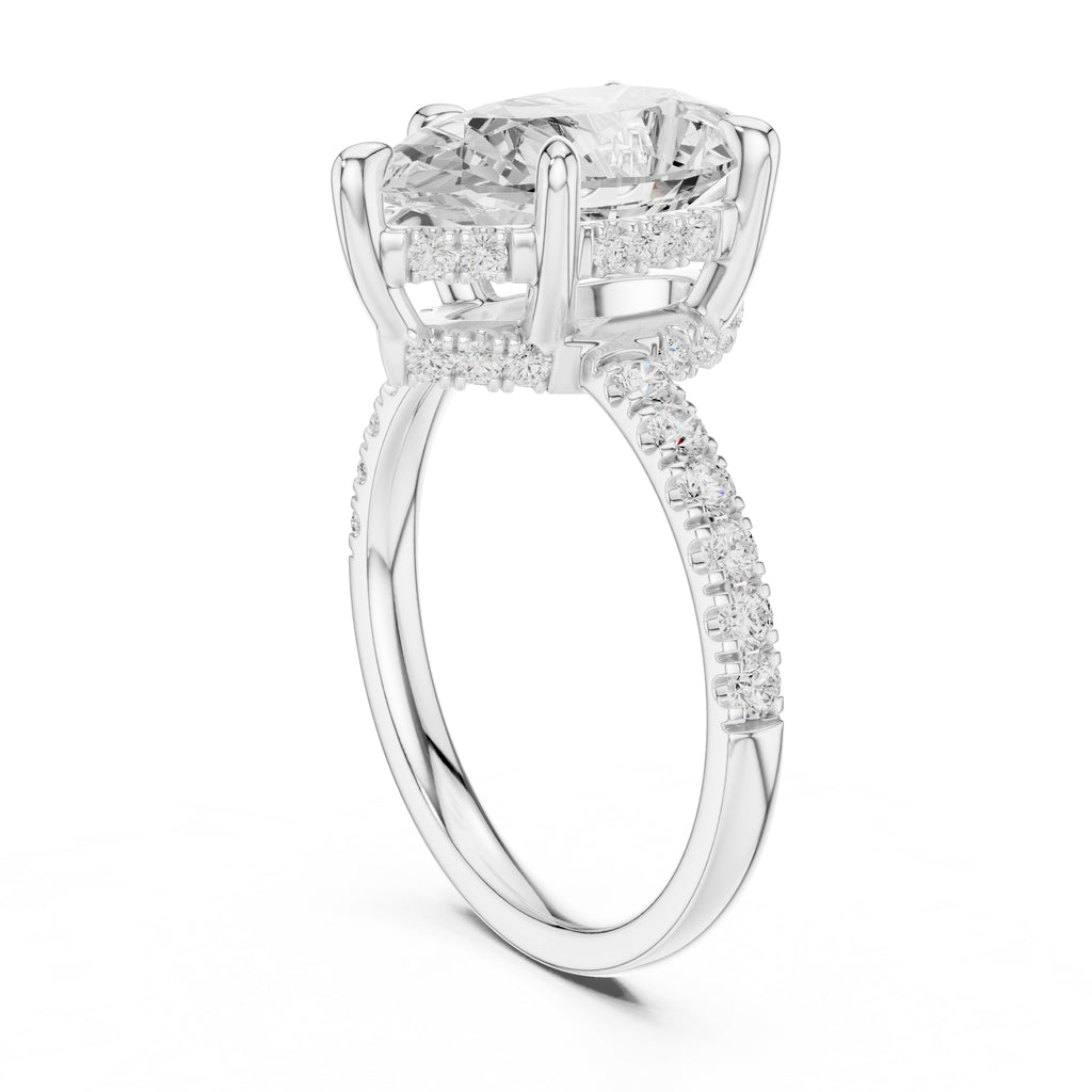 4.00 ct Zenith Pavé Engagement Ring 4ct White Gold Pear