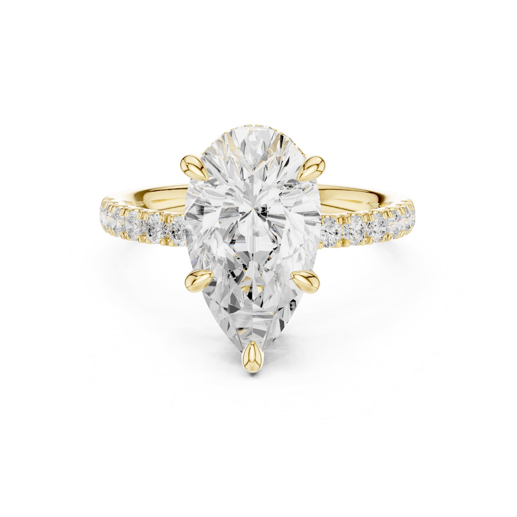 4.00 ct Zenith Pavé Engagement Ring 4ct Yellow Gold Pear