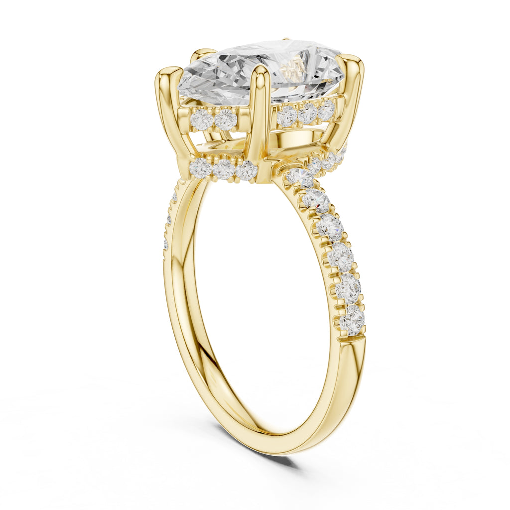 4.00 ct Zenith Pavé Engagement Ring 4ct Yellow Gold Pear