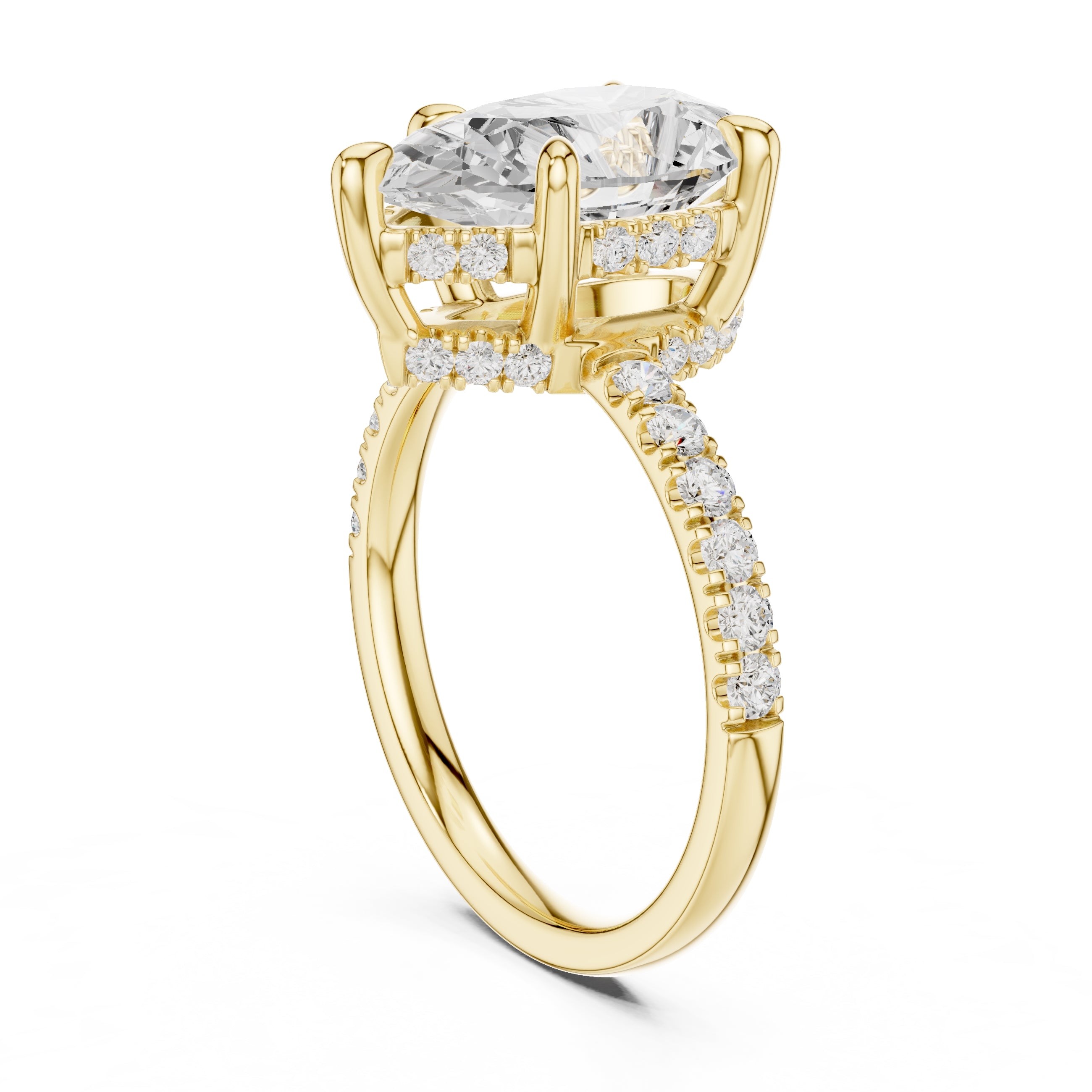 4.00 ct Zenith Pavé Engagement Ring 4ct Yellow Gold Pear