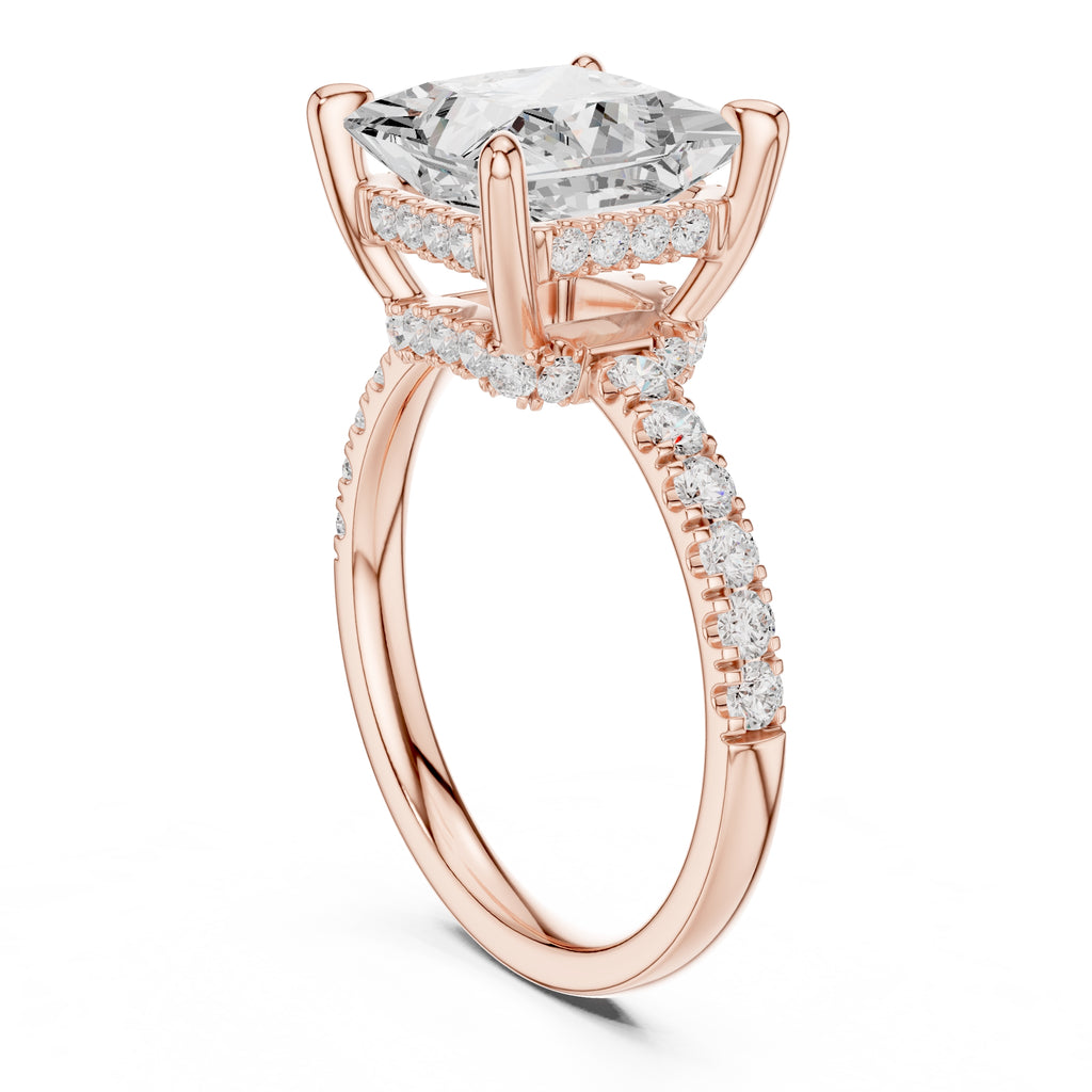 4.00 ct Zenith Pavé Engagement Ring 4ct Rose Gold Princess