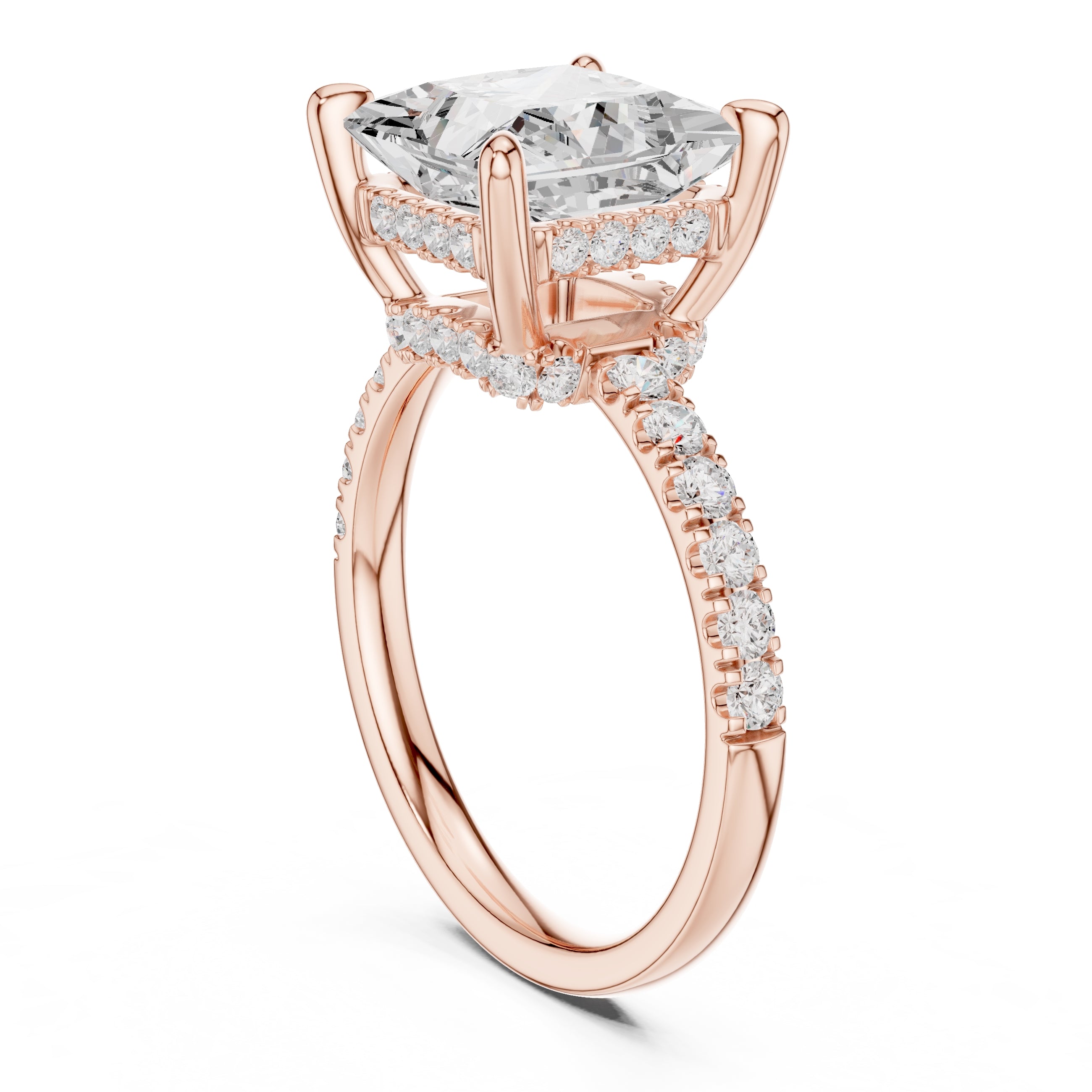 4.00 ct Zenith Pavé Engagement Ring 4ct Rose Gold Princess