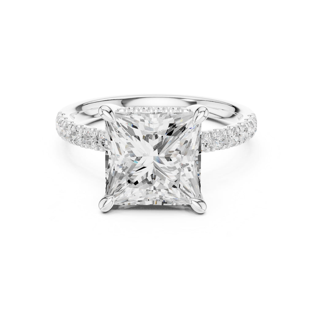 4.00 ct Zenith Pavé Engagement Ring 4ct White Gold Princess