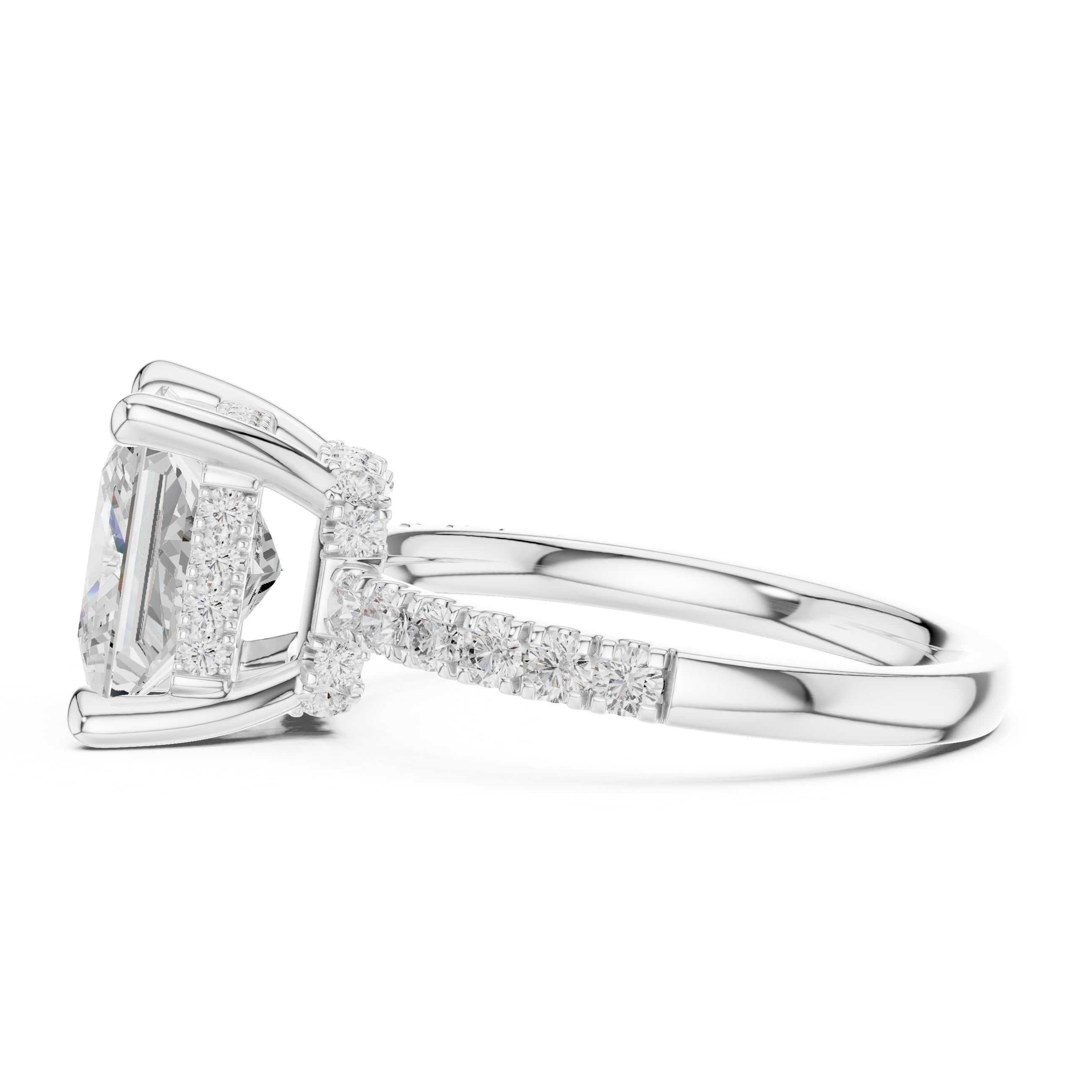 4.00 ct Zenith Pavé Engagement Ring 4ct White Gold Princess