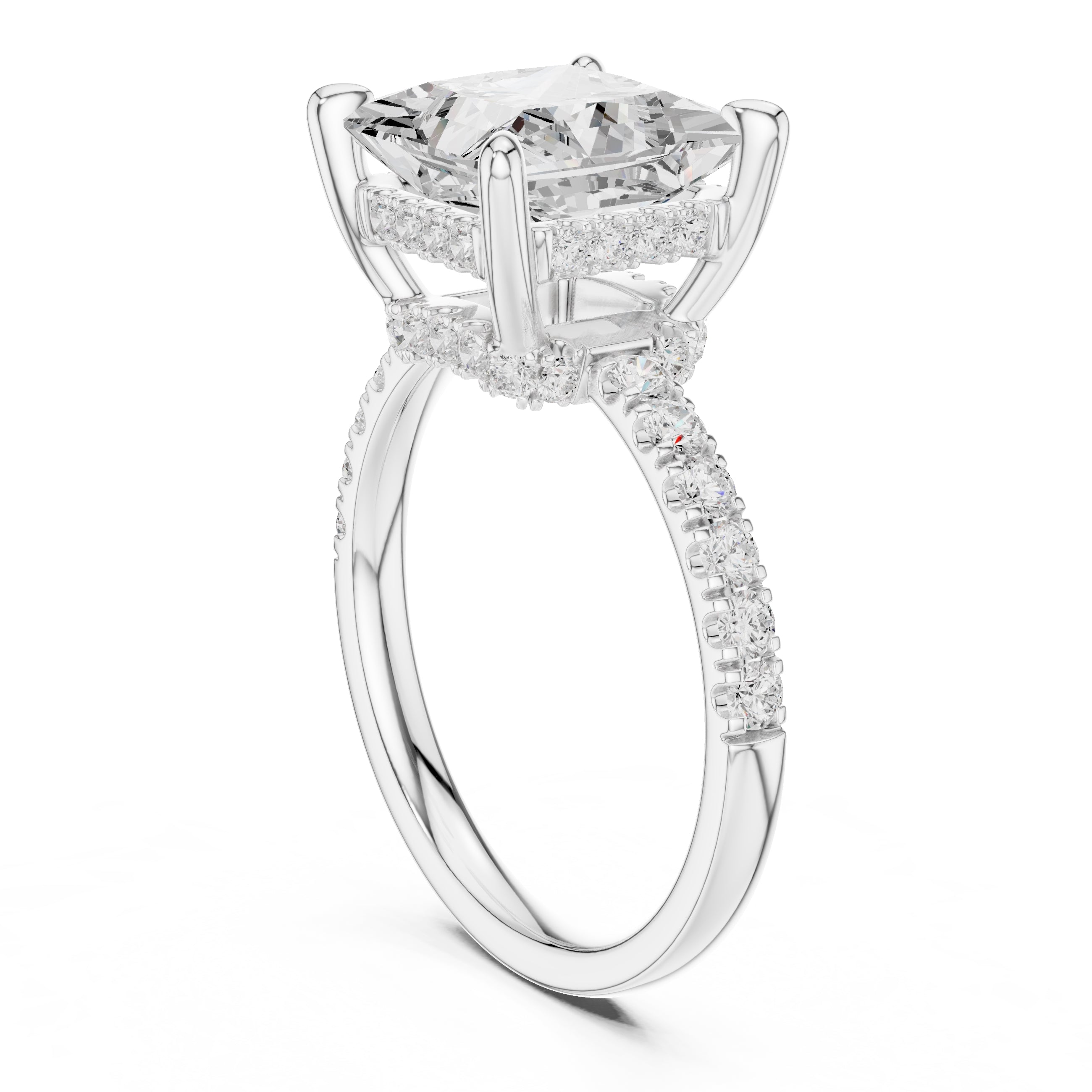 4.00 ct Zenith Pavé Engagement Ring 4ct White Gold Princess