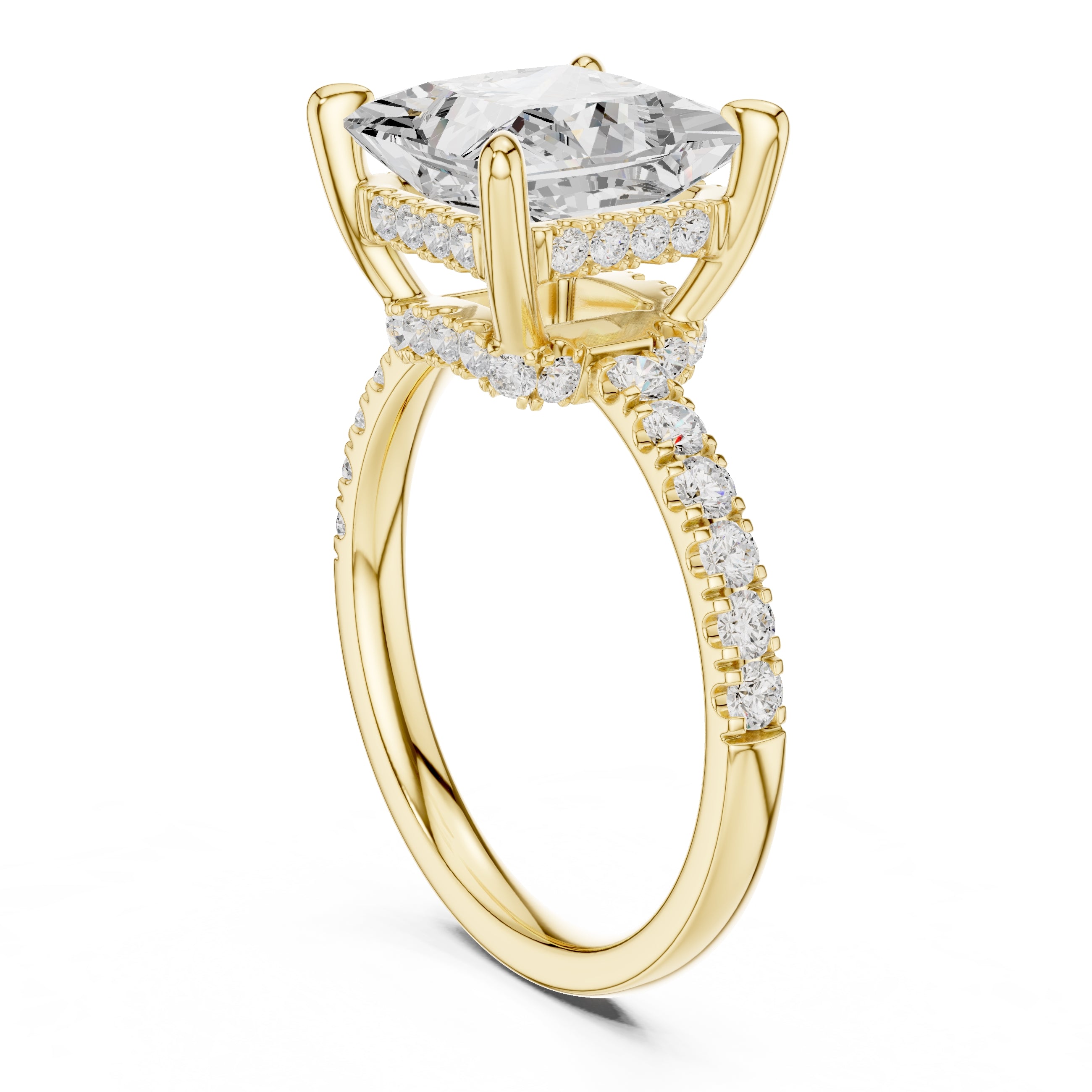 4.00 ct Zenith Pavé Engagement Ring 4ct Yellow Gold Princess