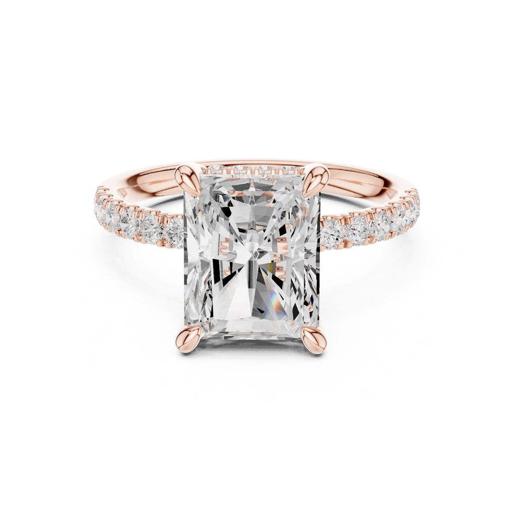 4.00 ct Zenith Pavé Engagement Ring 4ct Rose Gold Radiant
