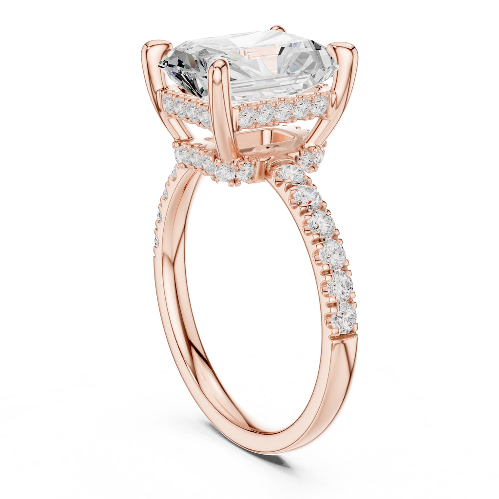 4.00 ct Zenith Pavé Engagement Ring 4ct Rose Gold Radiant