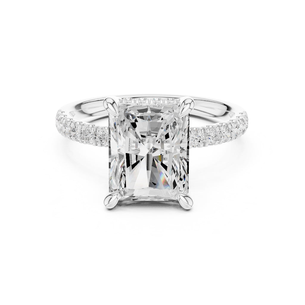 4.00 ct Zenith Pavé Engagement Ring 4ct White Gold Radiant