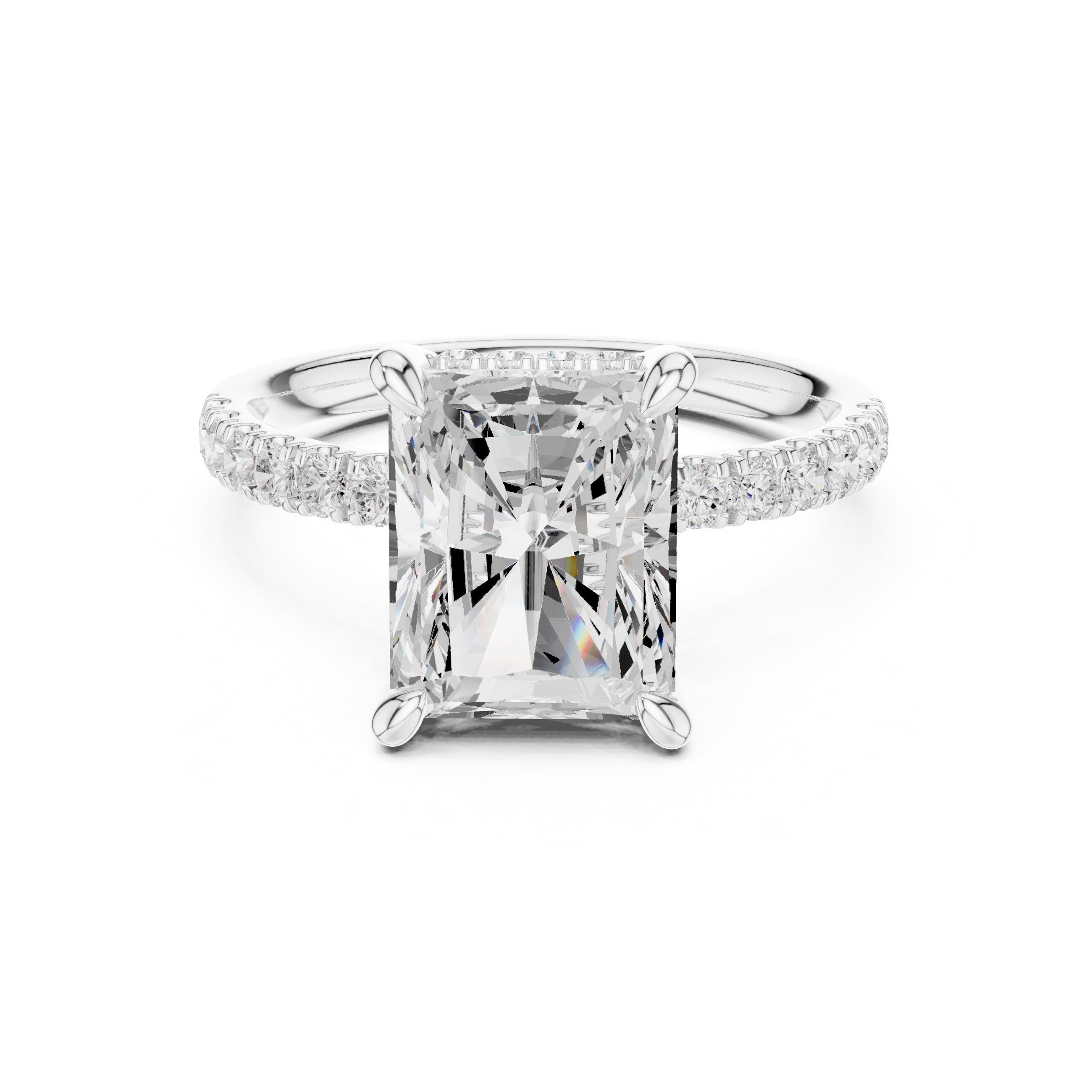 4.00 ct Zenith Pavé Engagement Ring 4ct White Gold Radiant