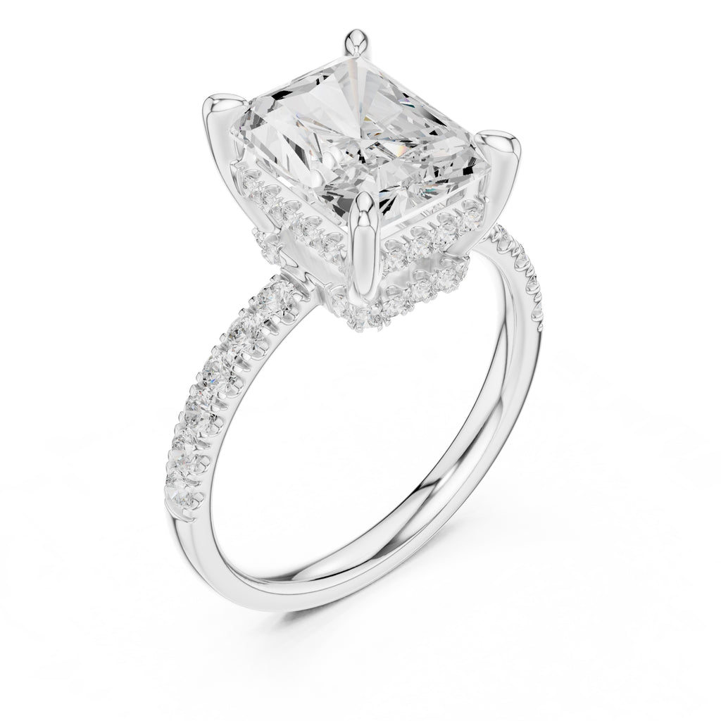 4.00 ct Zenith Pavé Engagement Ring 4ct White Gold Radiant