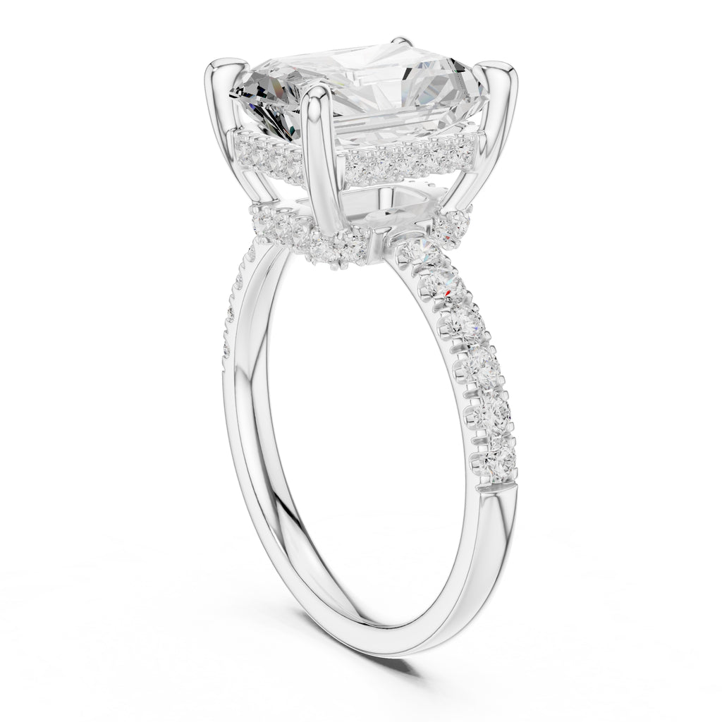 4.00 ct Zenith Pavé Engagement Ring 4ct White Gold Radiant