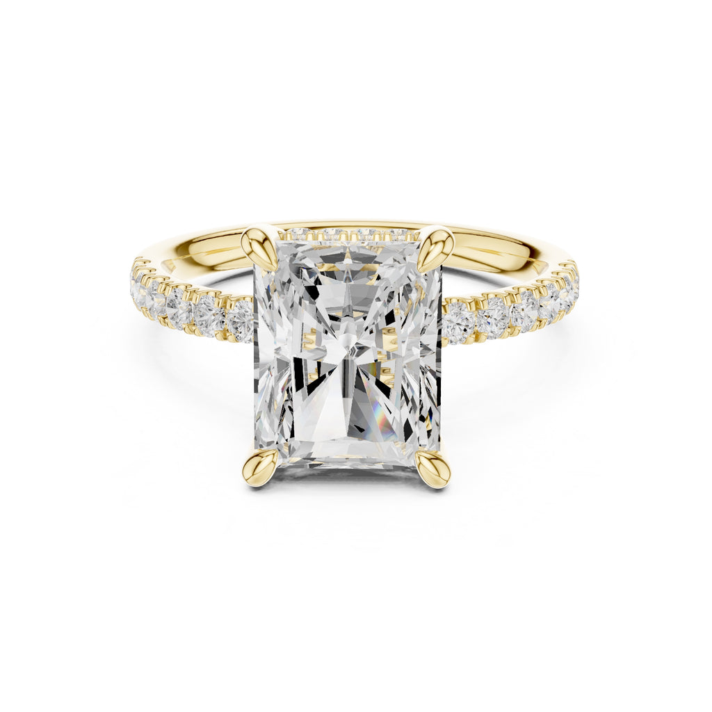 4.00 ct Zenith Pavé Engagement Ring 4ct Yellow Gold Radiant