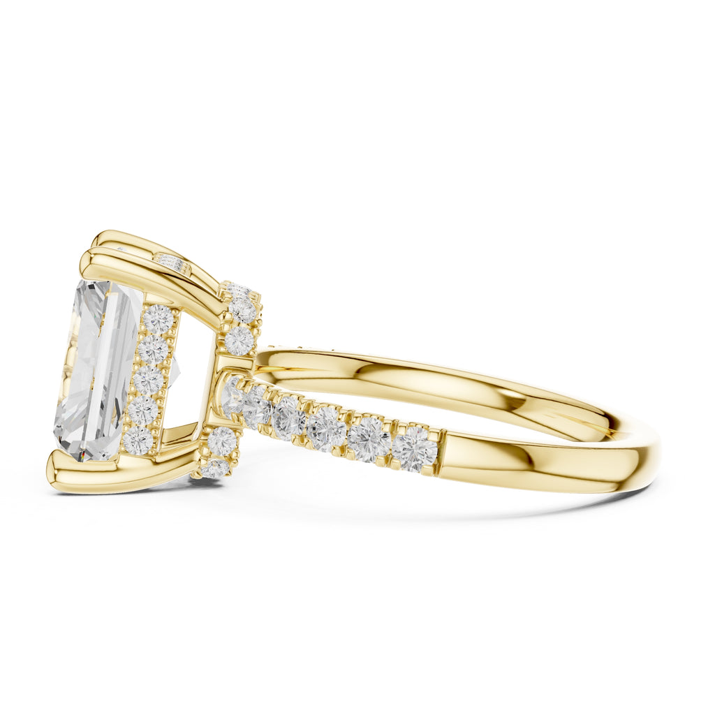 4.00 ct Zenith Pavé Engagement Ring 4ct Yellow Gold Radiant