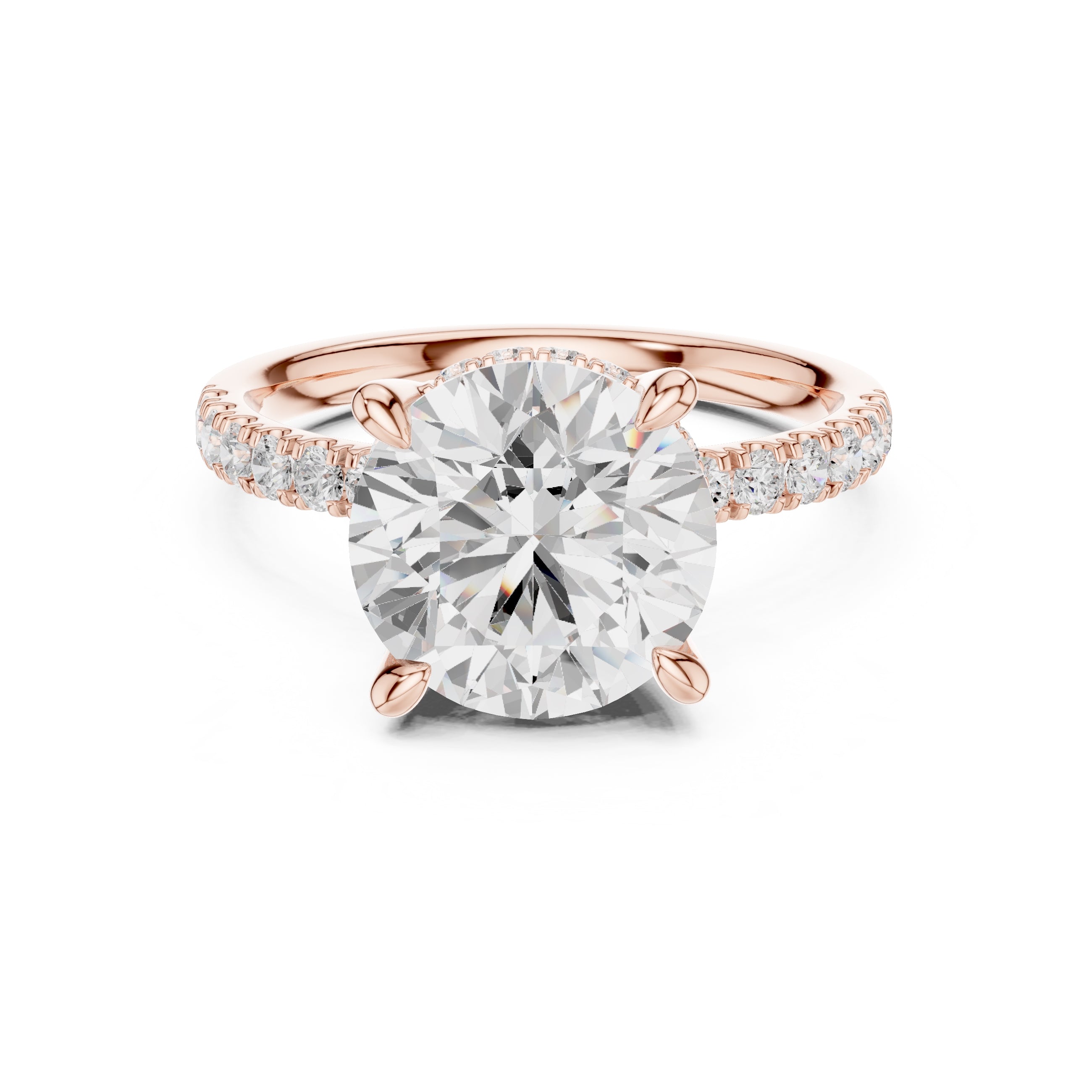 4.00 ct Zenith Pavé Engagement Ring 4ct Rose Gold Round