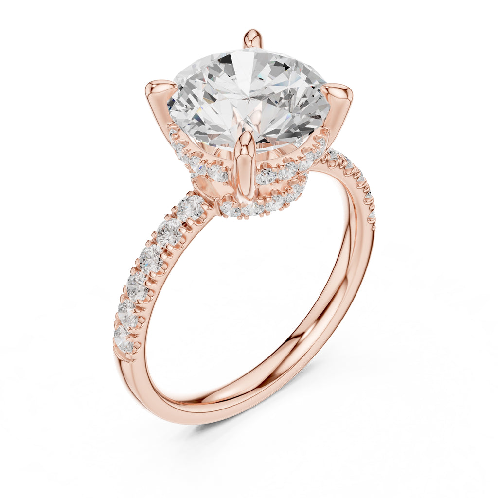 4.00 ct Zenith Pavé Engagement Ring 4ct Rose Gold Round