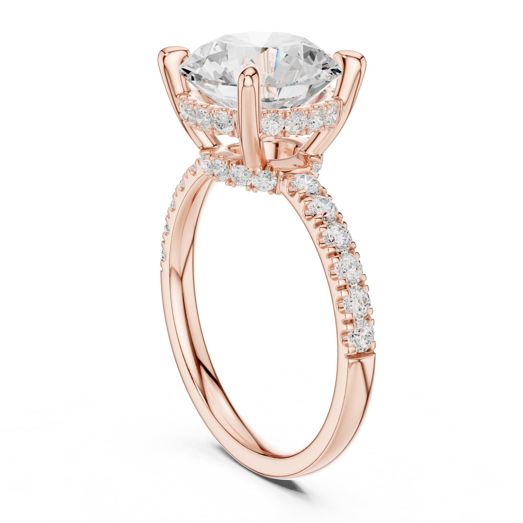 4.00 ct Zenith Pavé Engagement Ring 4ct Rose Gold Round
