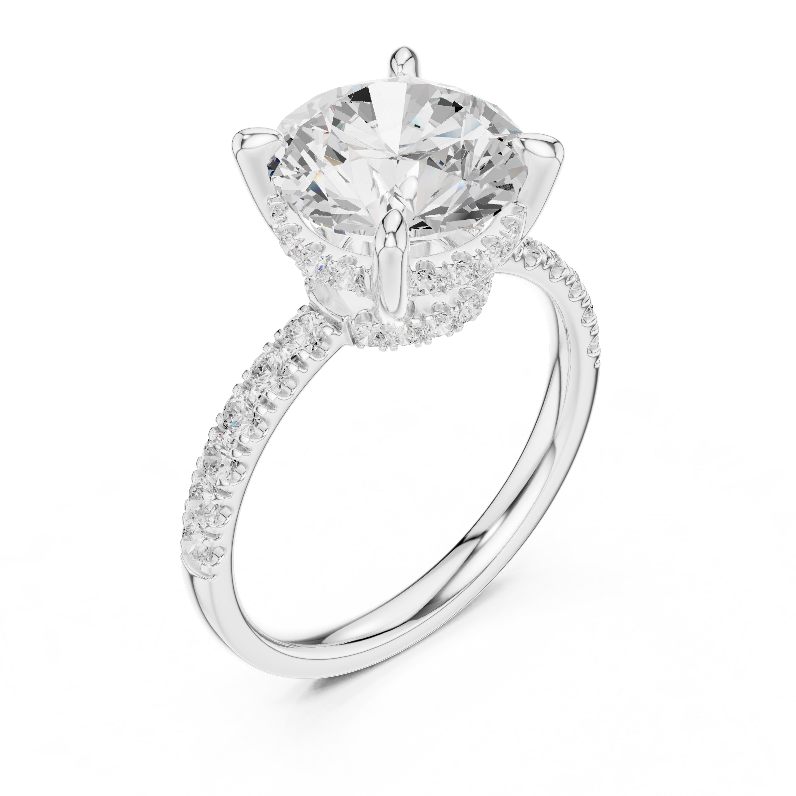 4.00 ct Zenith Pavé Engagement Ring 4ct White Gold Round