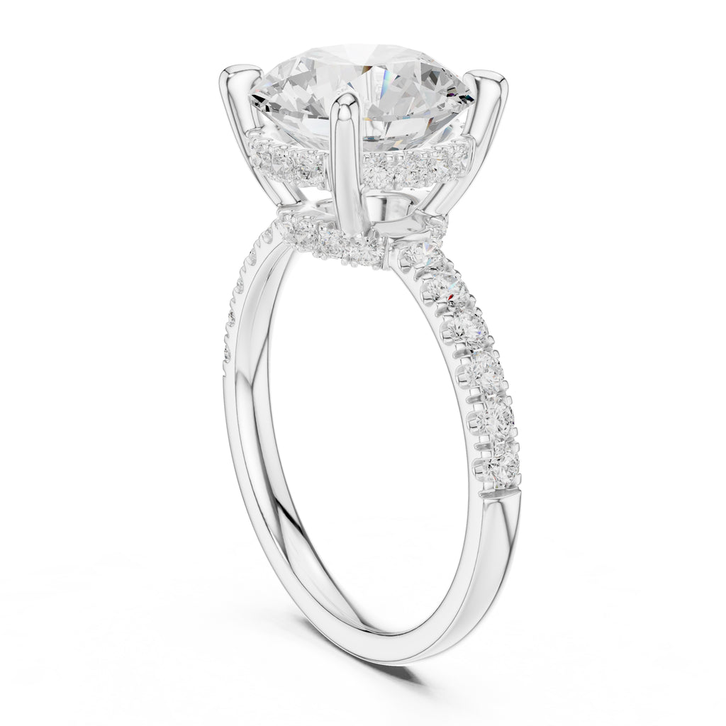 4.00 ct Zenith Pavé Engagement Ring 4ct White Gold Round