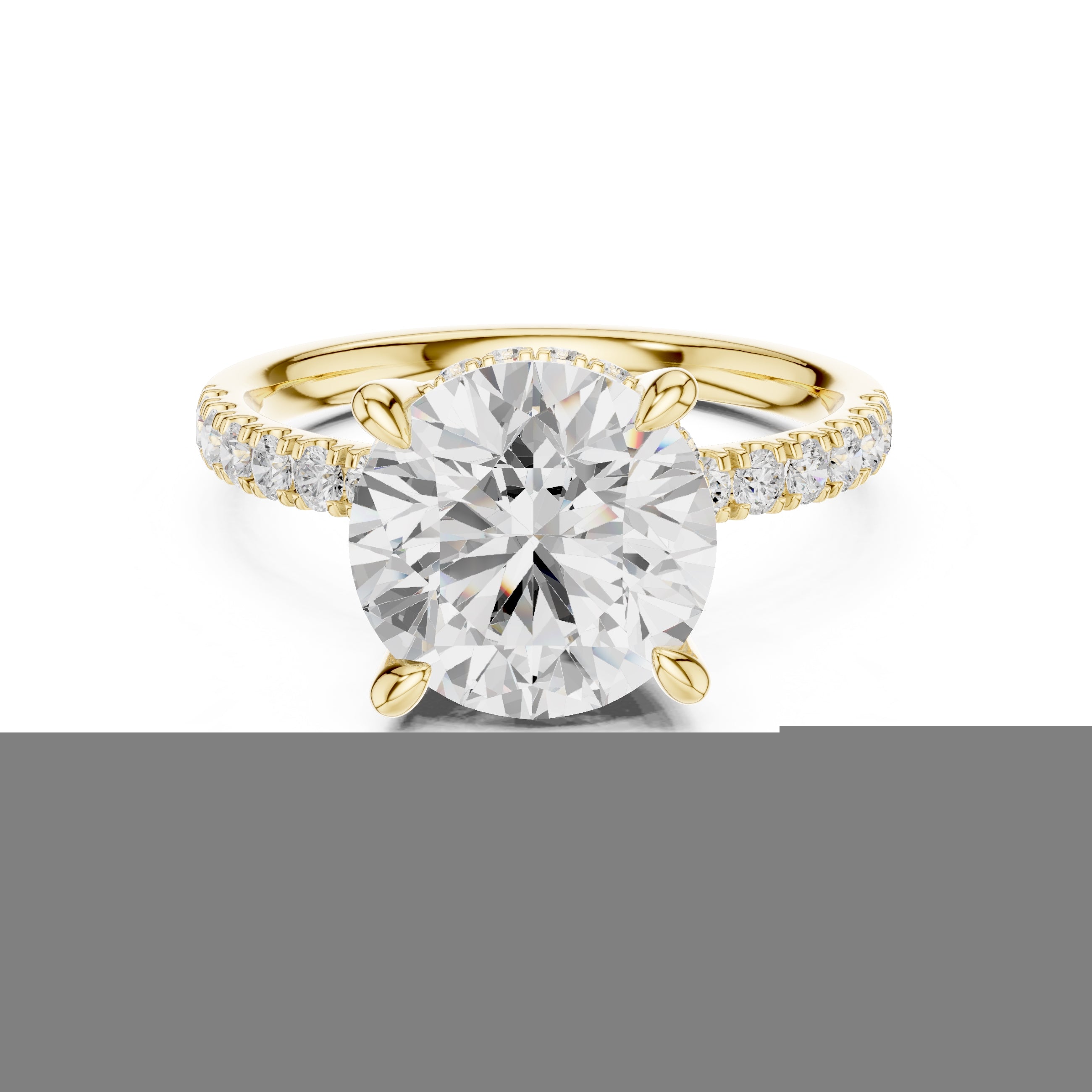 4.00 ct Zenith Pavé Engagement Ring 4ct Yellow Gold Round