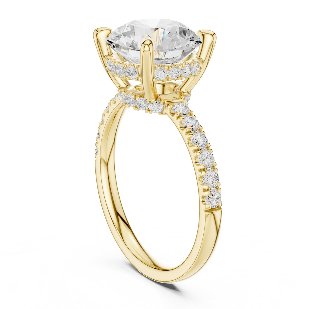 4.00 ct Zenith Pavé Engagement Ring 4ct Yellow Gold Round