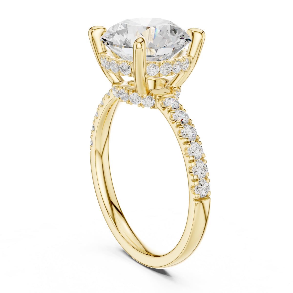 4.00 ct Zenith Pavé Engagement Ring 4ct Yellow Gold Round