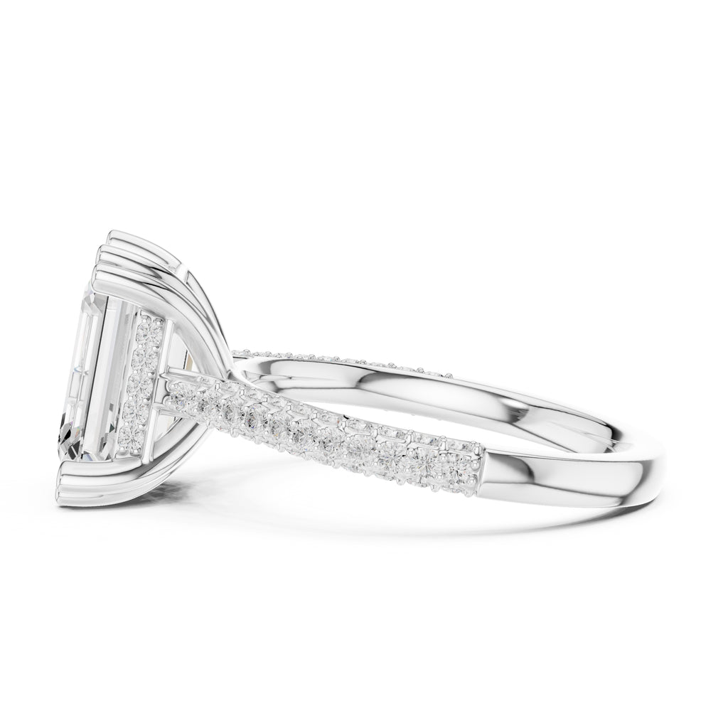 4.00 ct Eclipse Pavé Heart Engagement Ring 4ct White Gold Emerald