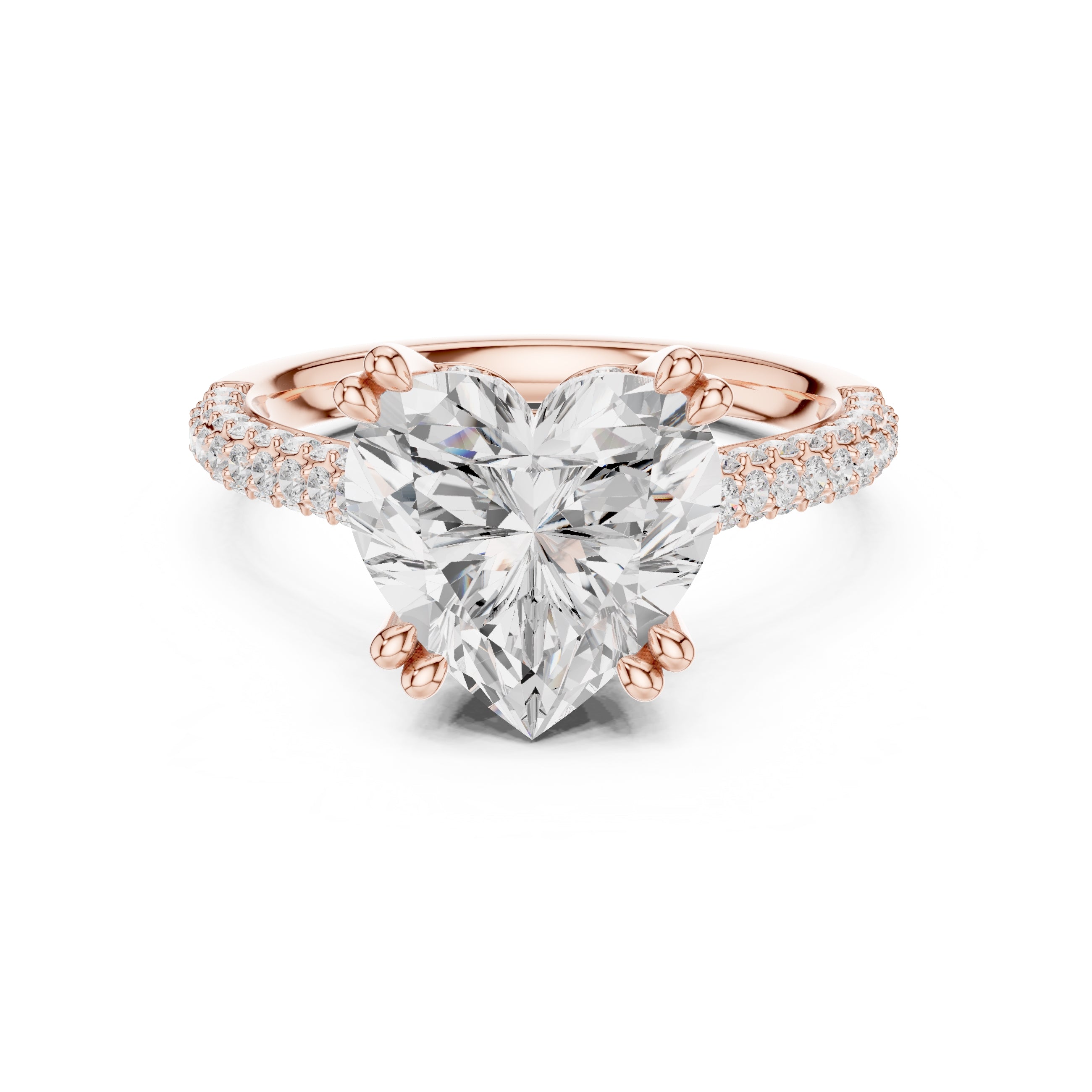 4.00 ct Eclipse Pavé Heart Engagement Ring 4ct Rose Gold Heart
