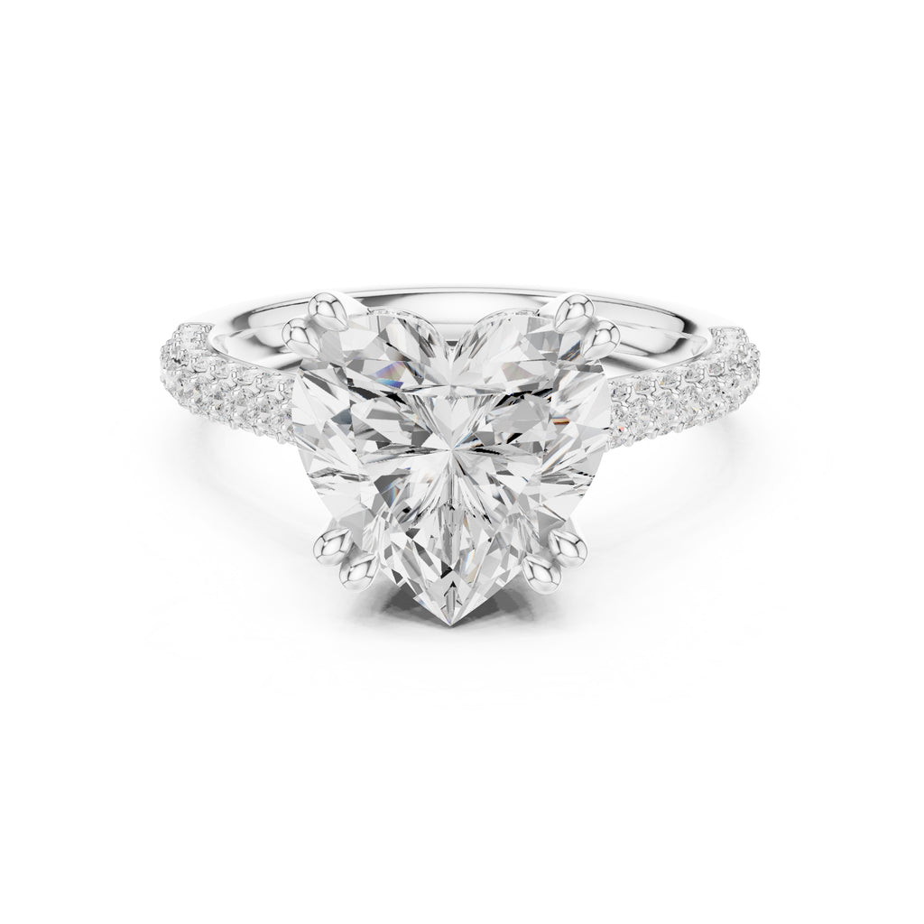 4.00 ct Eclipse Pavé Heart Engagement Ring 4ct White Gold Heart
