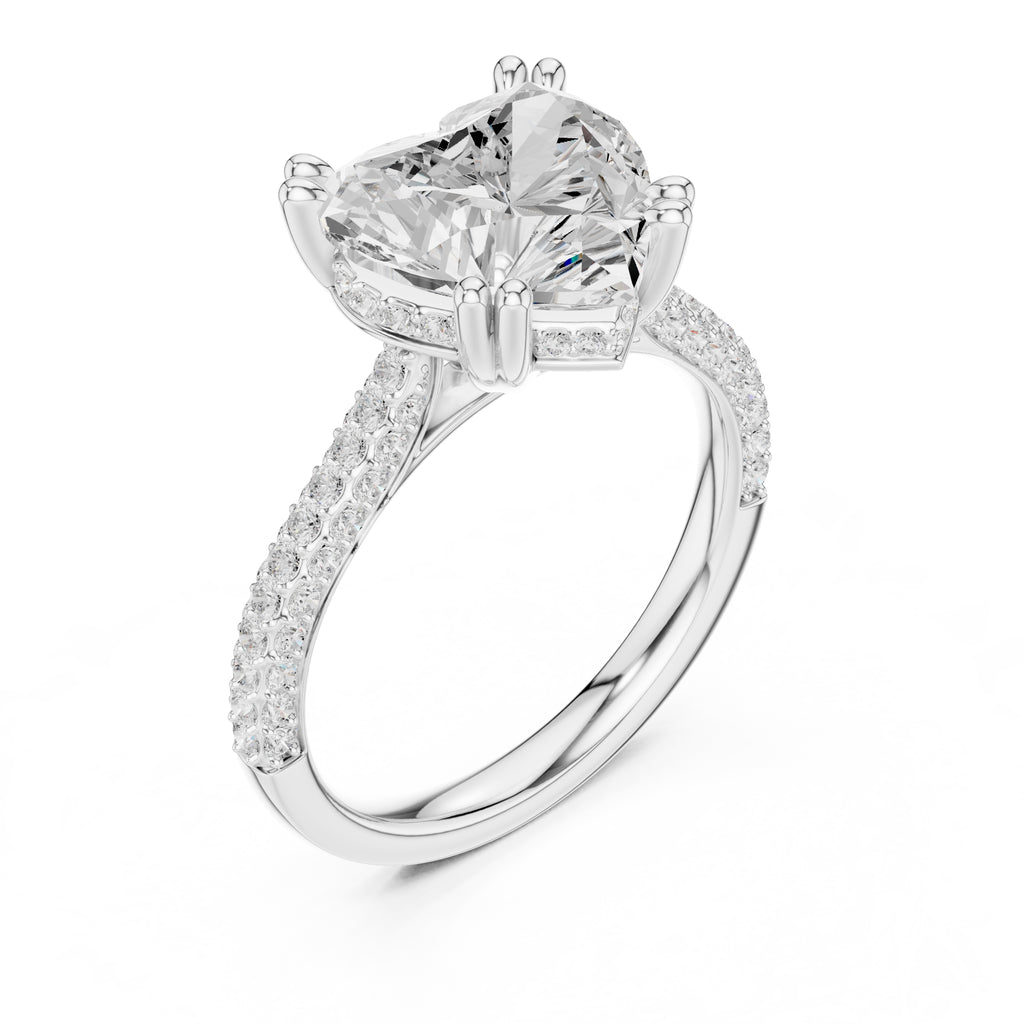 4.00 ct Eclipse Pavé Heart Engagement Ring 4ct White Gold Heart