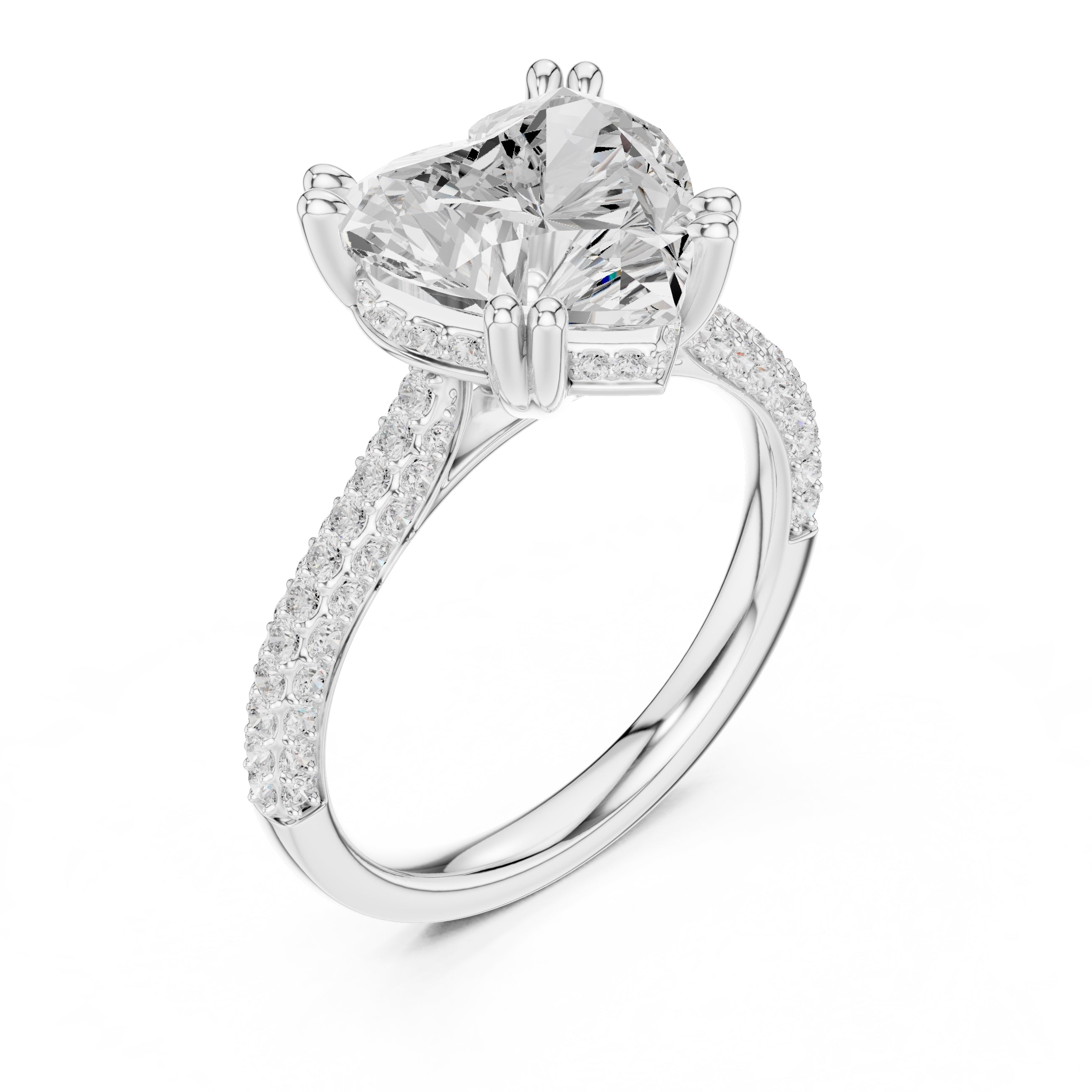 4.00 ct Eclipse Pavé Heart Engagement Ring 4ct White Gold Heart