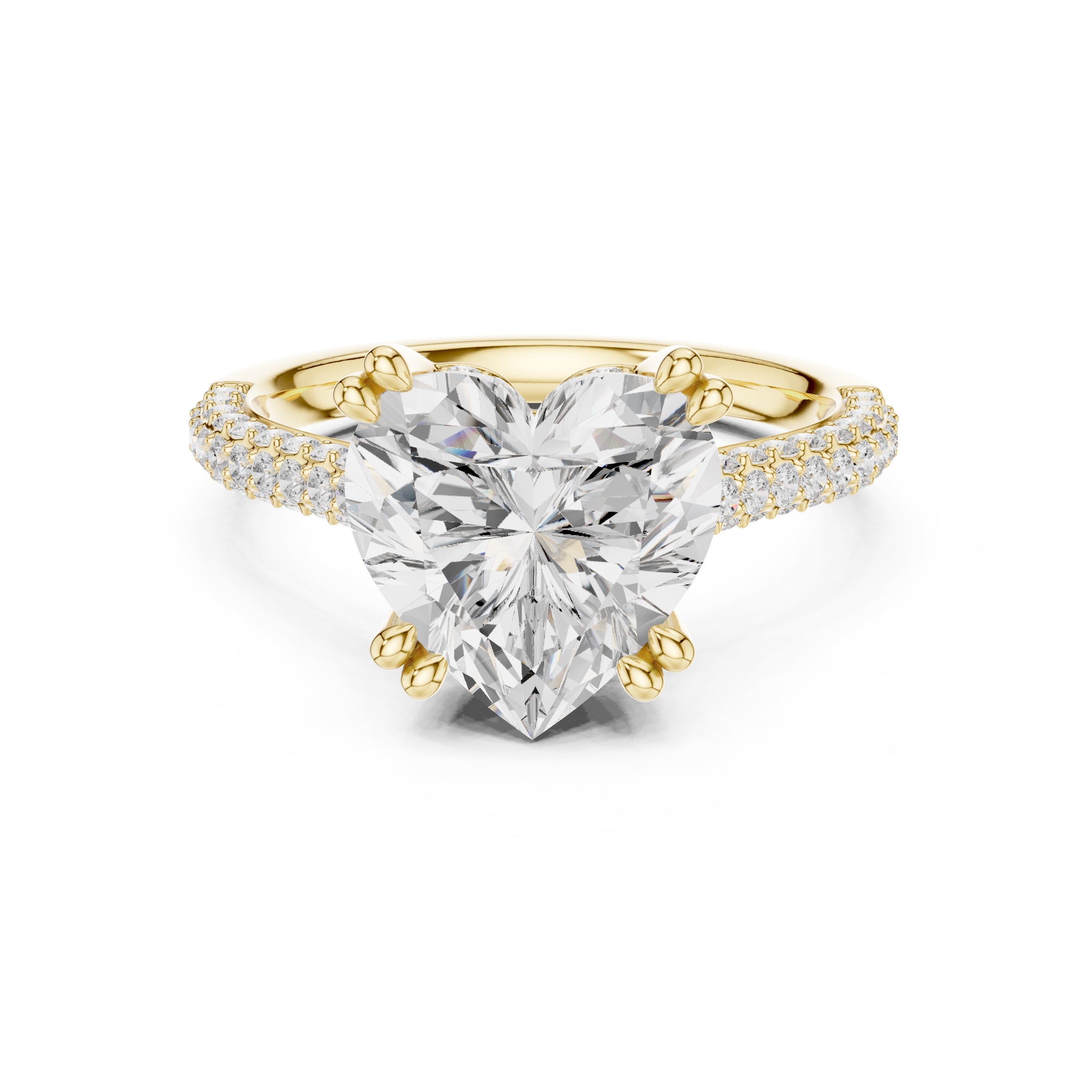 4.00 ct Eclipse Pavé Heart Engagement Ring 4ct Yellow Gold Heart
