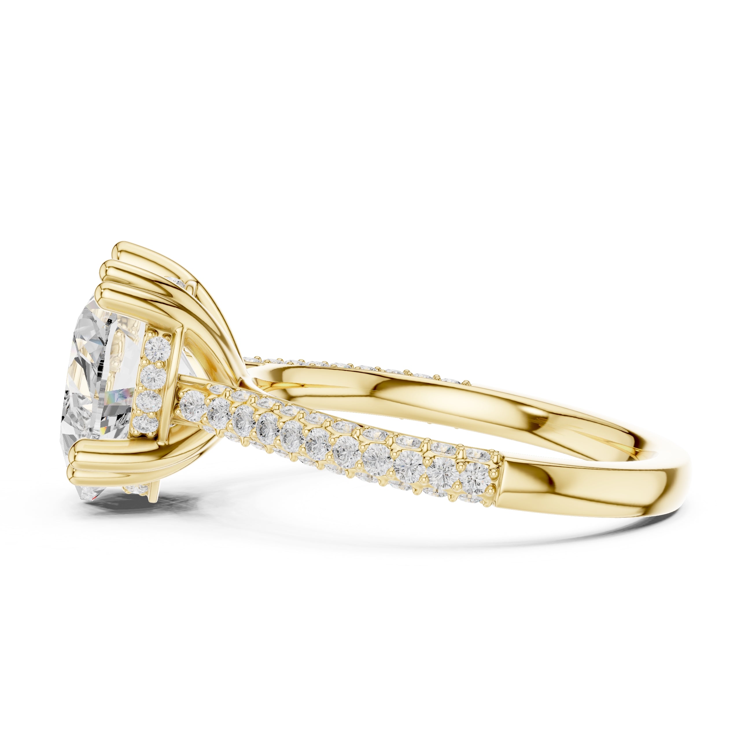 4.00 ct Eclipse Pavé Heart Engagement Ring 4ct Yellow Gold Heart