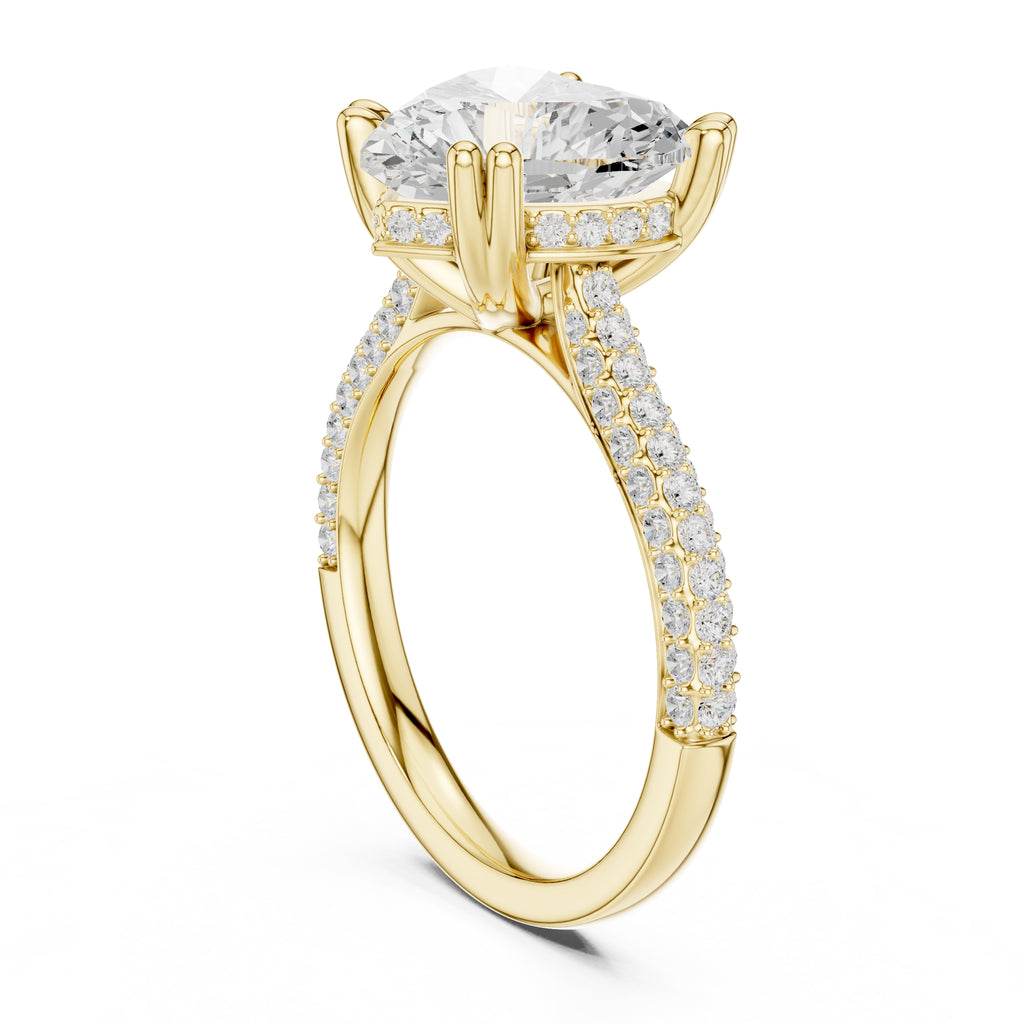 4.00 ct Eclipse Pavé Heart Engagement Ring 4ct Yellow Gold Heart