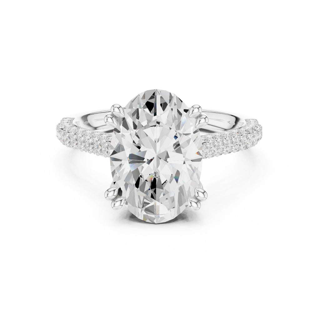 4.00 ct Eclipse Pavé Heart Engagement Ring 4ct White Gold Oval