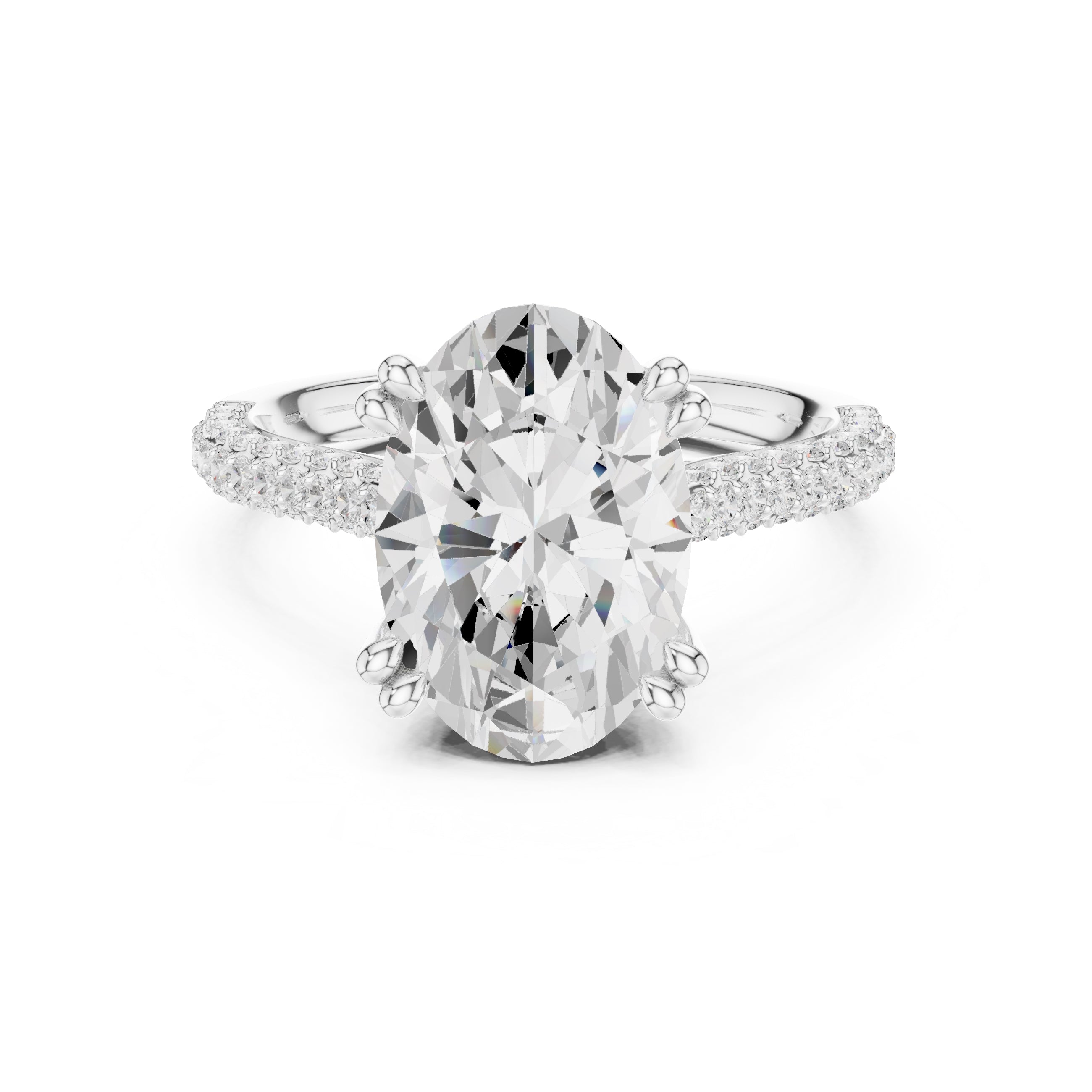 4.00 ct Eclipse Pavé Heart Engagement Ring 4ct White Gold Oval
