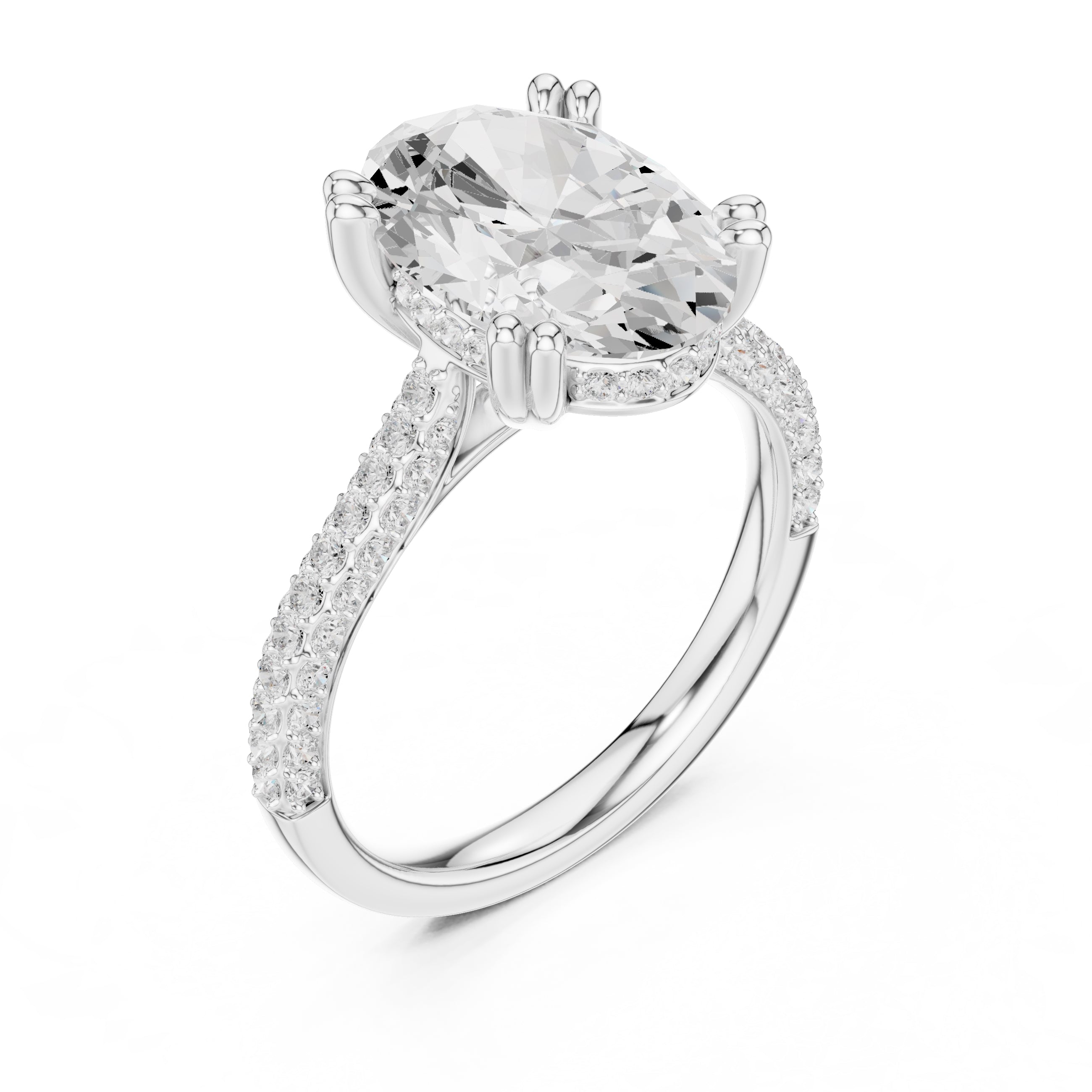 4.00 ct Eclipse Pavé Heart Engagement Ring 4ct White Gold Oval