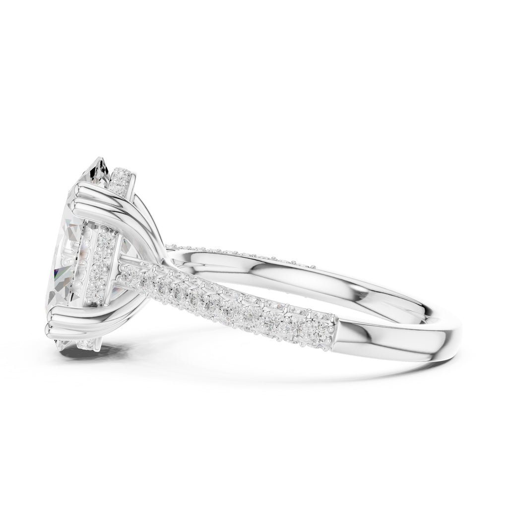 4.00 ct Eclipse Pavé Heart Engagement Ring 4ct White Gold Oval