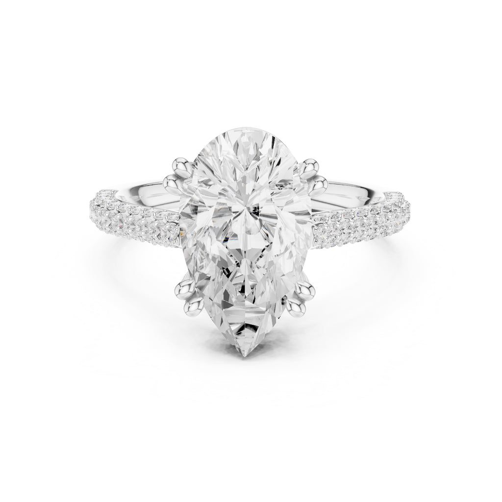 4.00 ct Eclipse Pavé Heart Engagement Ring 4ct White Gold Pear