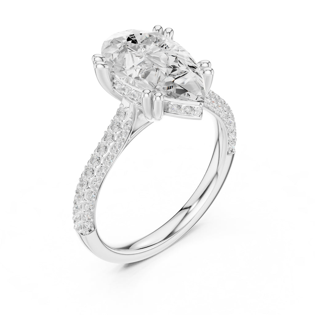4.00 ct Eclipse Pavé Heart Engagement Ring 4ct White Gold Pear