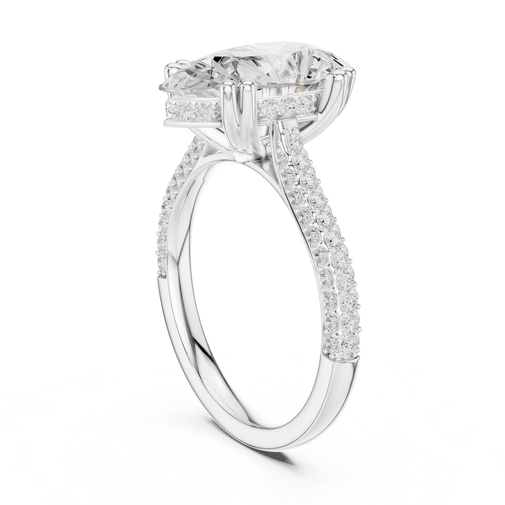 4.00 ct Eclipse Pavé Heart Engagement Ring 4ct White Gold Pear