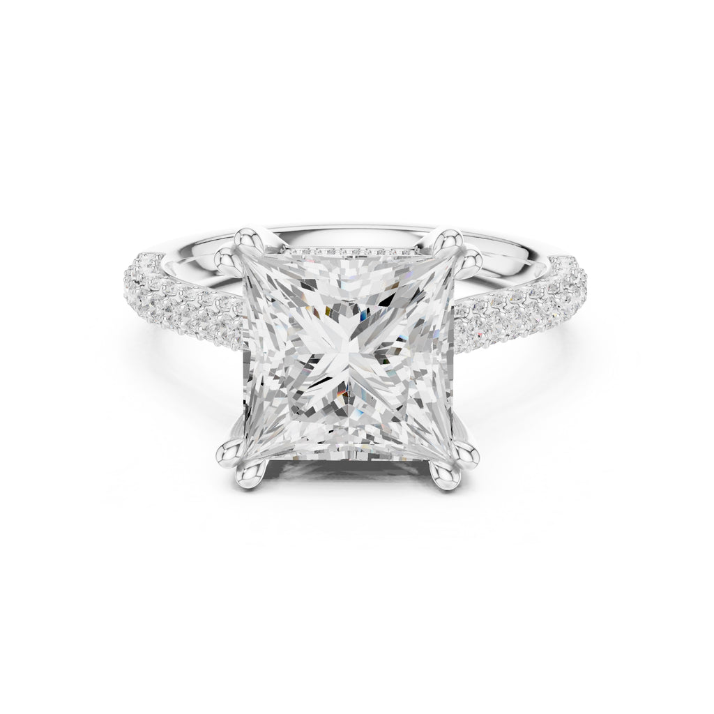 4.00 ct Eclipse Pavé Heart Engagement Ring 4ct White Gold Princess
