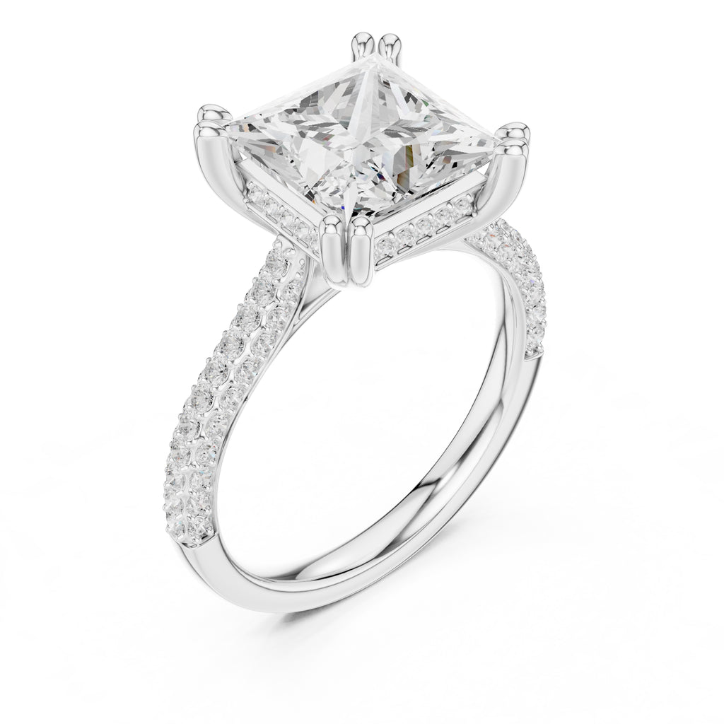 4.00 ct Eclipse Pavé Heart Engagement Ring 4ct White Gold Princess