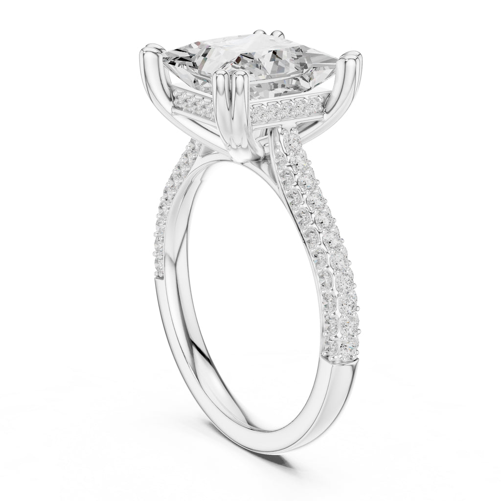 4.00 ct Eclipse Pavé Heart Engagement Ring 4ct White Gold Princess