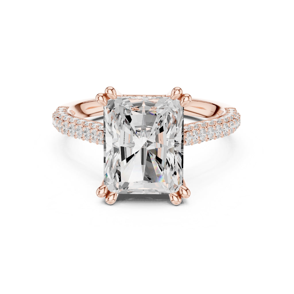 4.00 ct Eclipse Pavé Heart Engagement Ring 4ct Rose Gold Radiant