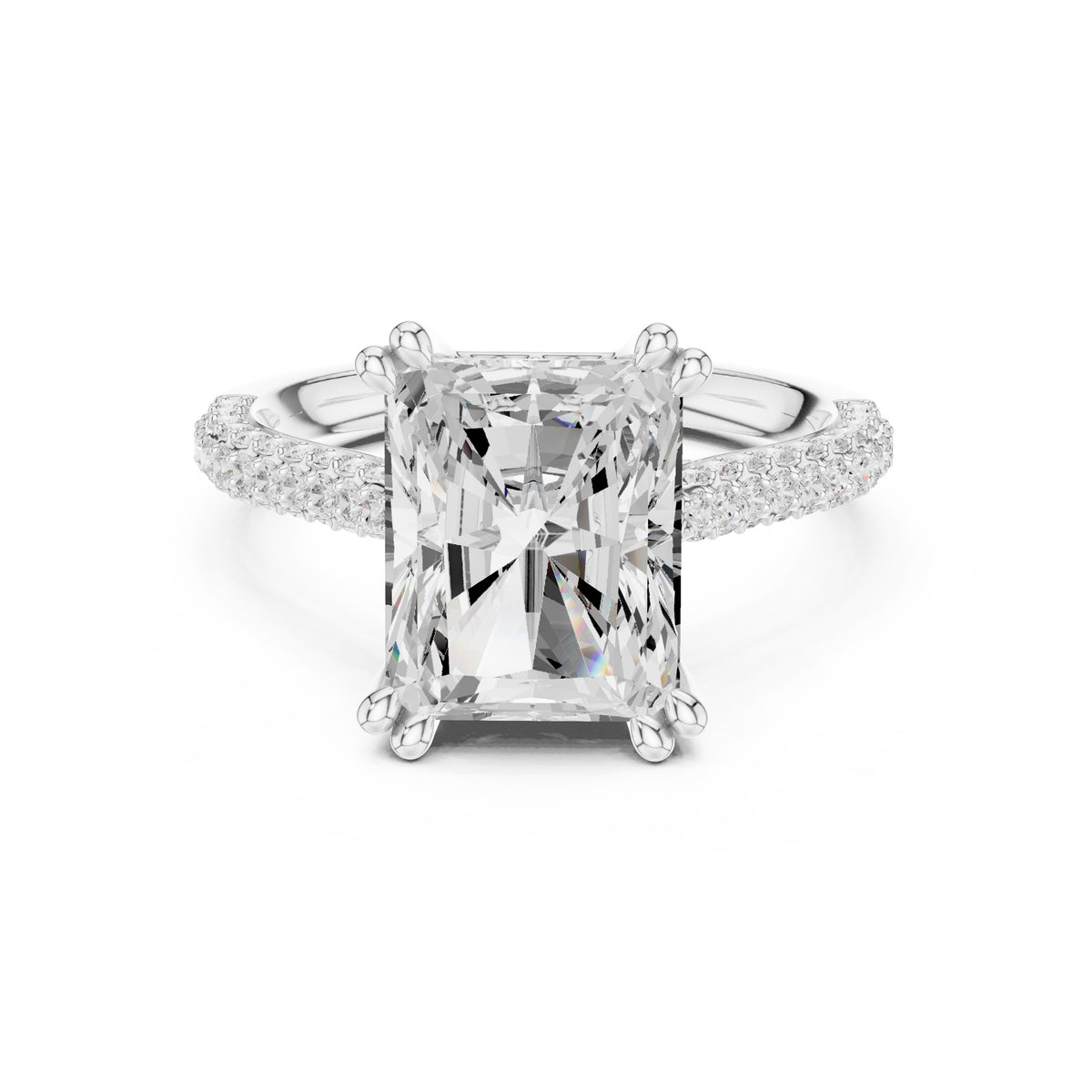 4.00 ct Eclipse Pavé Heart Engagement Ring 4ct White Gold Radiant